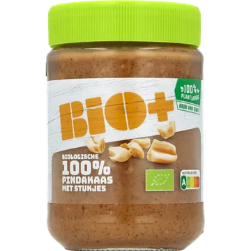 Bio+ 100% pindakaas met stukjes